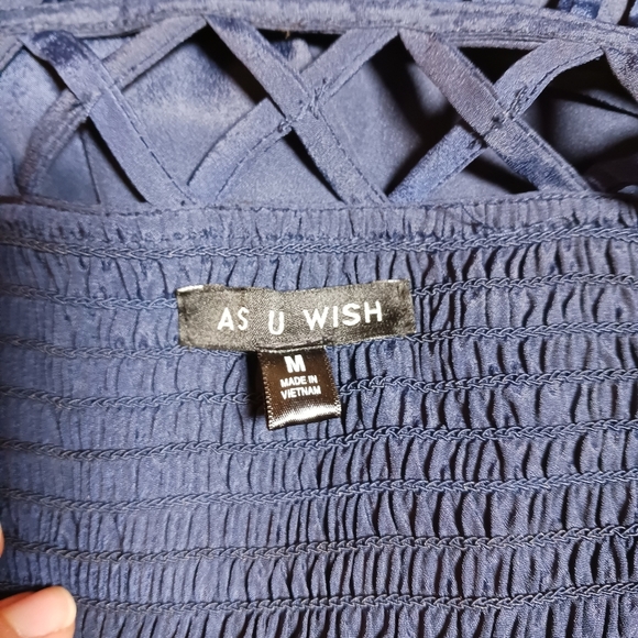 As U Wish Navy Lattice Lace Sleevless Maxi Dress Size Medium - Picture 8 of 12